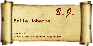 Balla Johanna névjegykártya